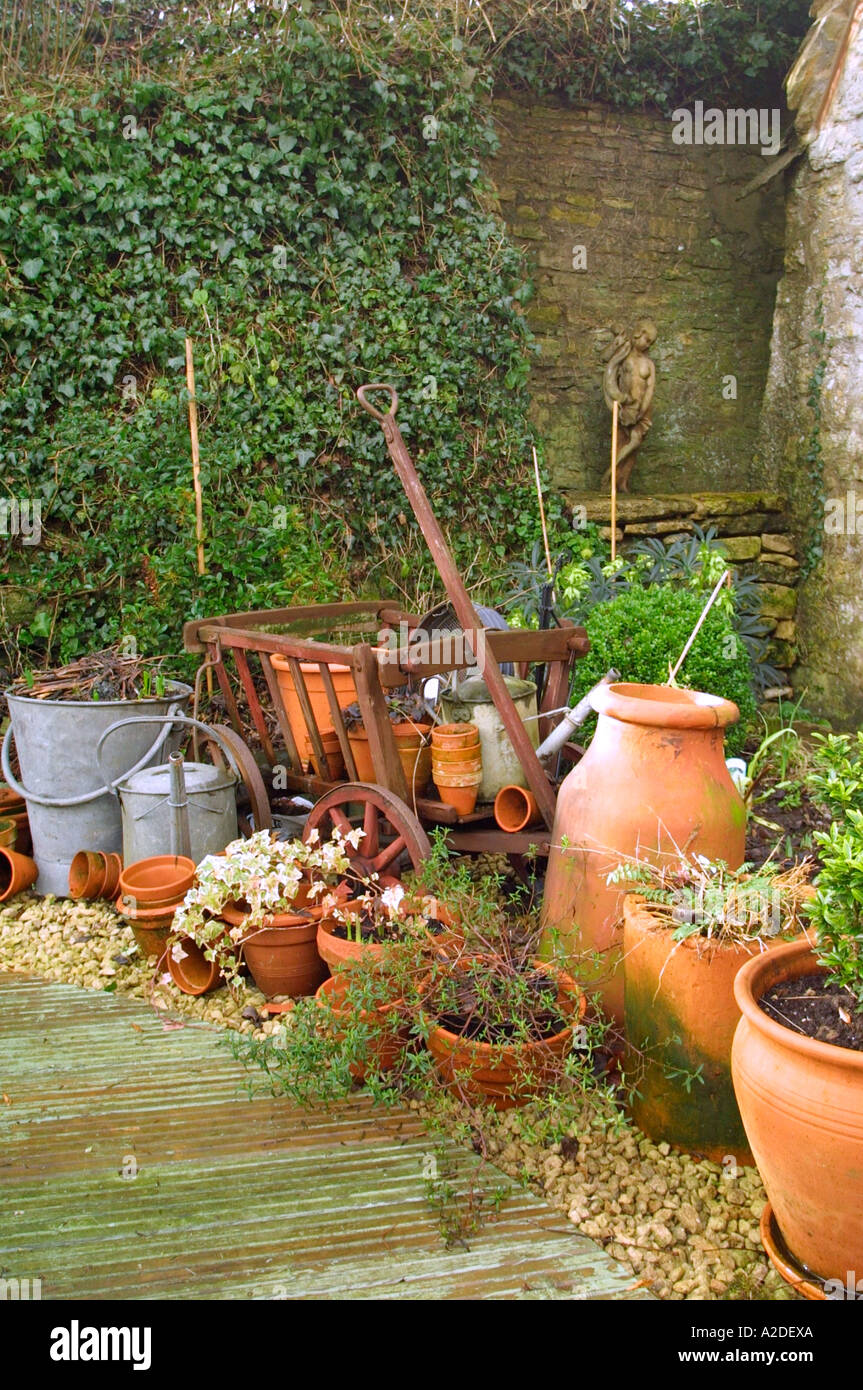 Rustic Garden Terracotta Flower Pot Corner Display Arrangement Rustic Garden Terracotta Flower Pot Corner Display Arrangement