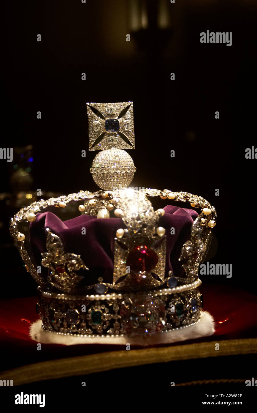 Imperial State Crown on display among Crown Jewels in Tower of London