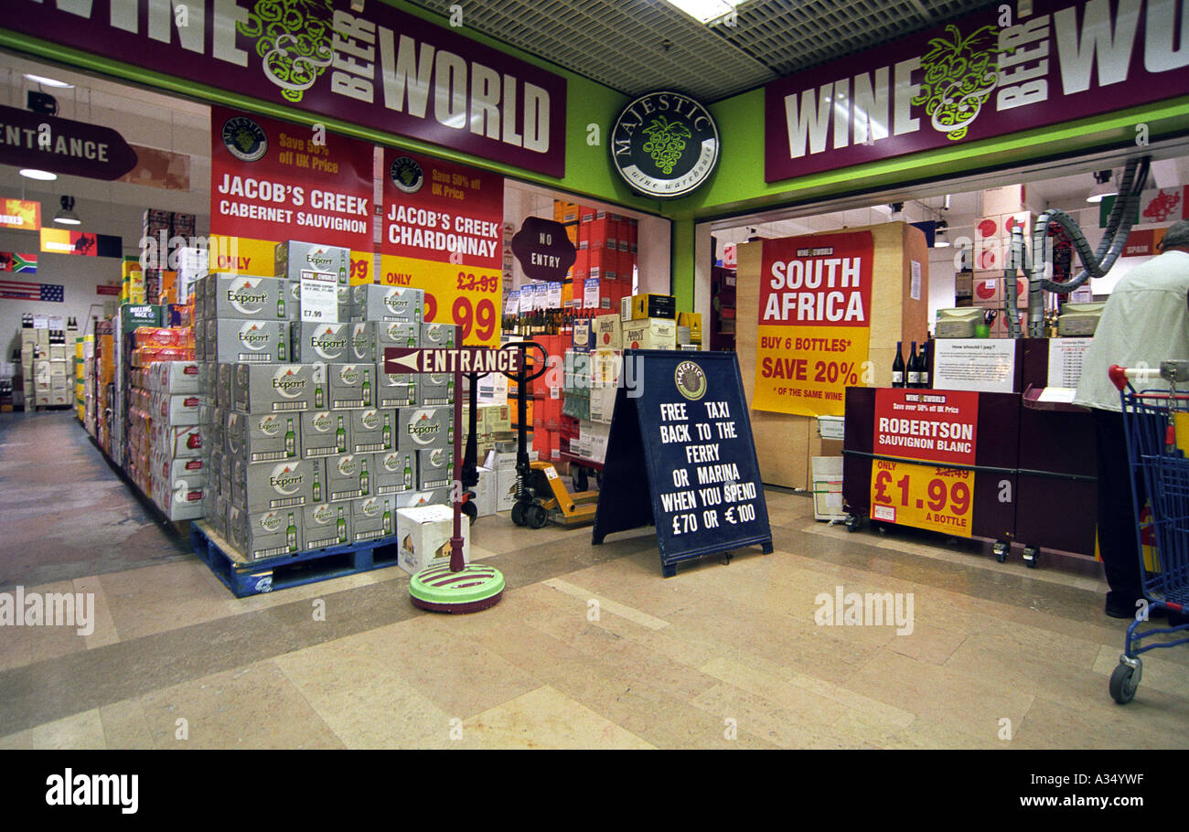 Duty free wine and liquor store in hypermarket Cherbourg France EU