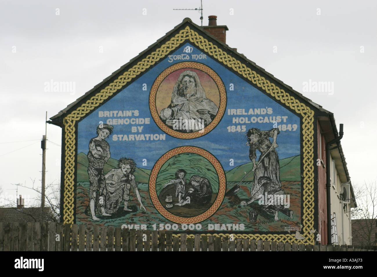 Irish famine republican wall mural whiterock road west belfast Stock Photo, Royalty Free Image