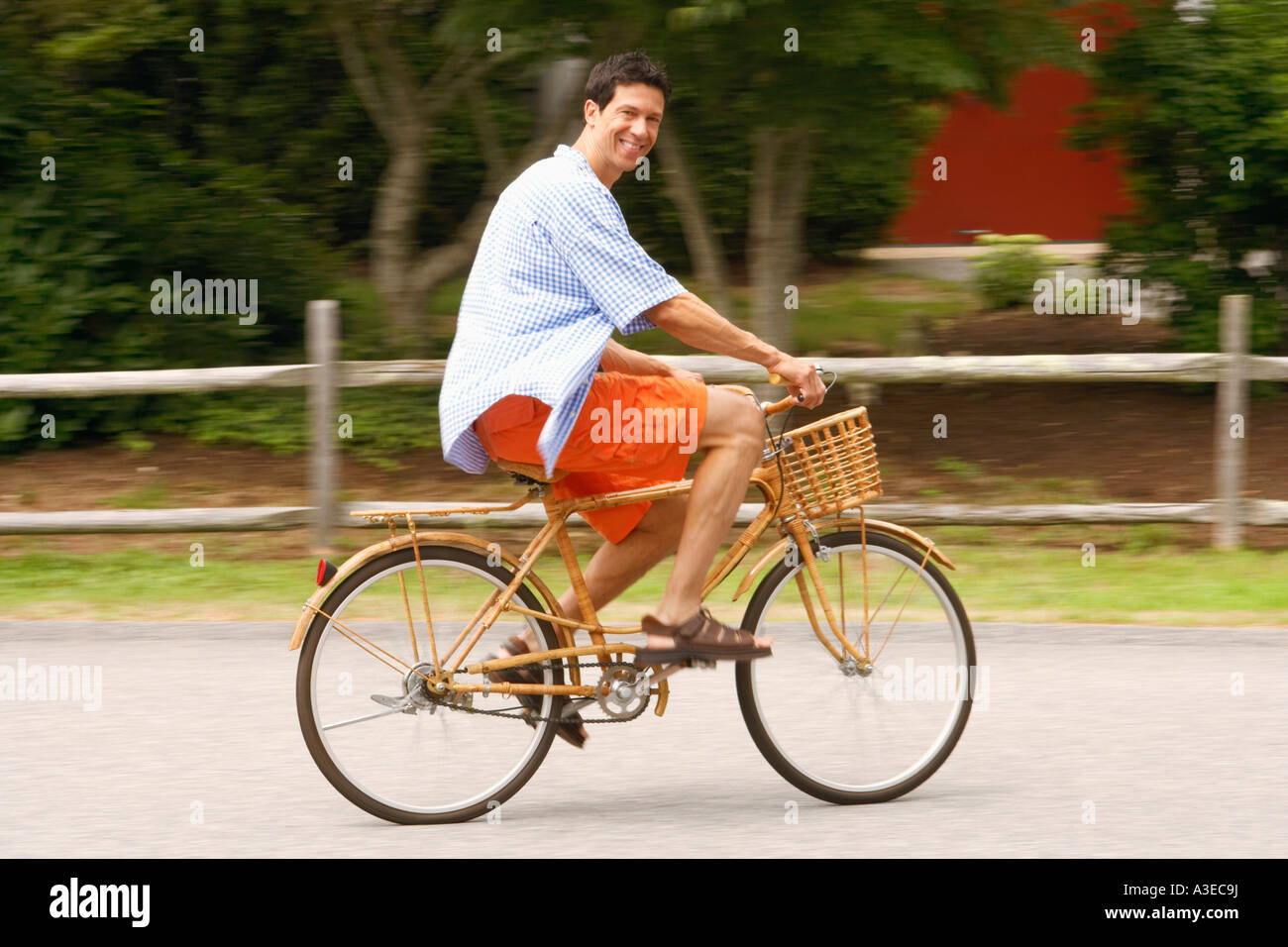 Side Profile Of A Mature Man Cycling Stock Photo Alamy