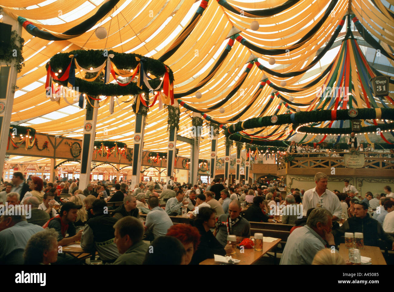 inside a beer hall oktoberfest munich bar cultural culture dine Stock