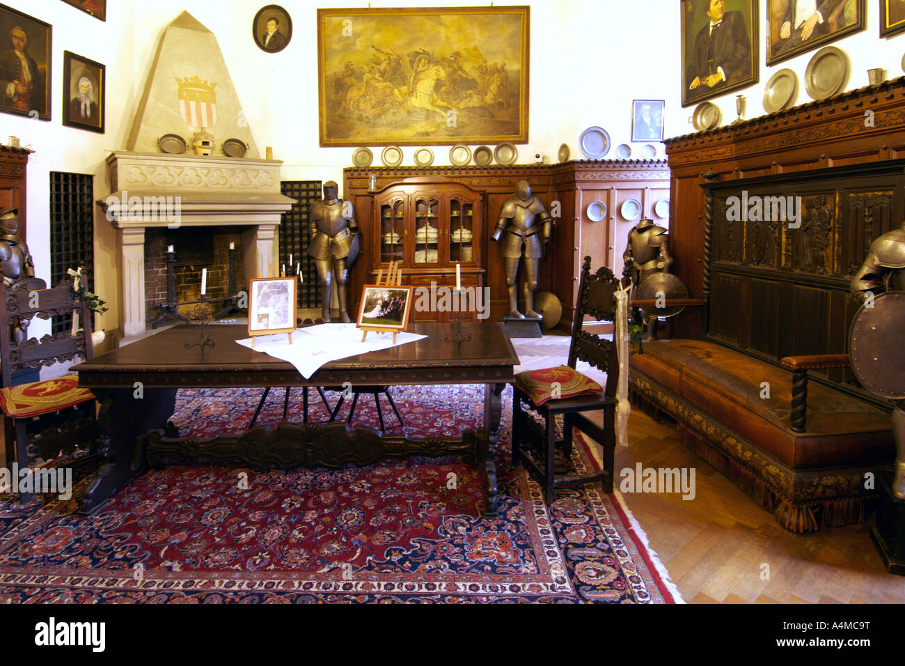 interior of burg reichenstein castle along the rhine river in interior of burg reichenstein castle along the rhine river in