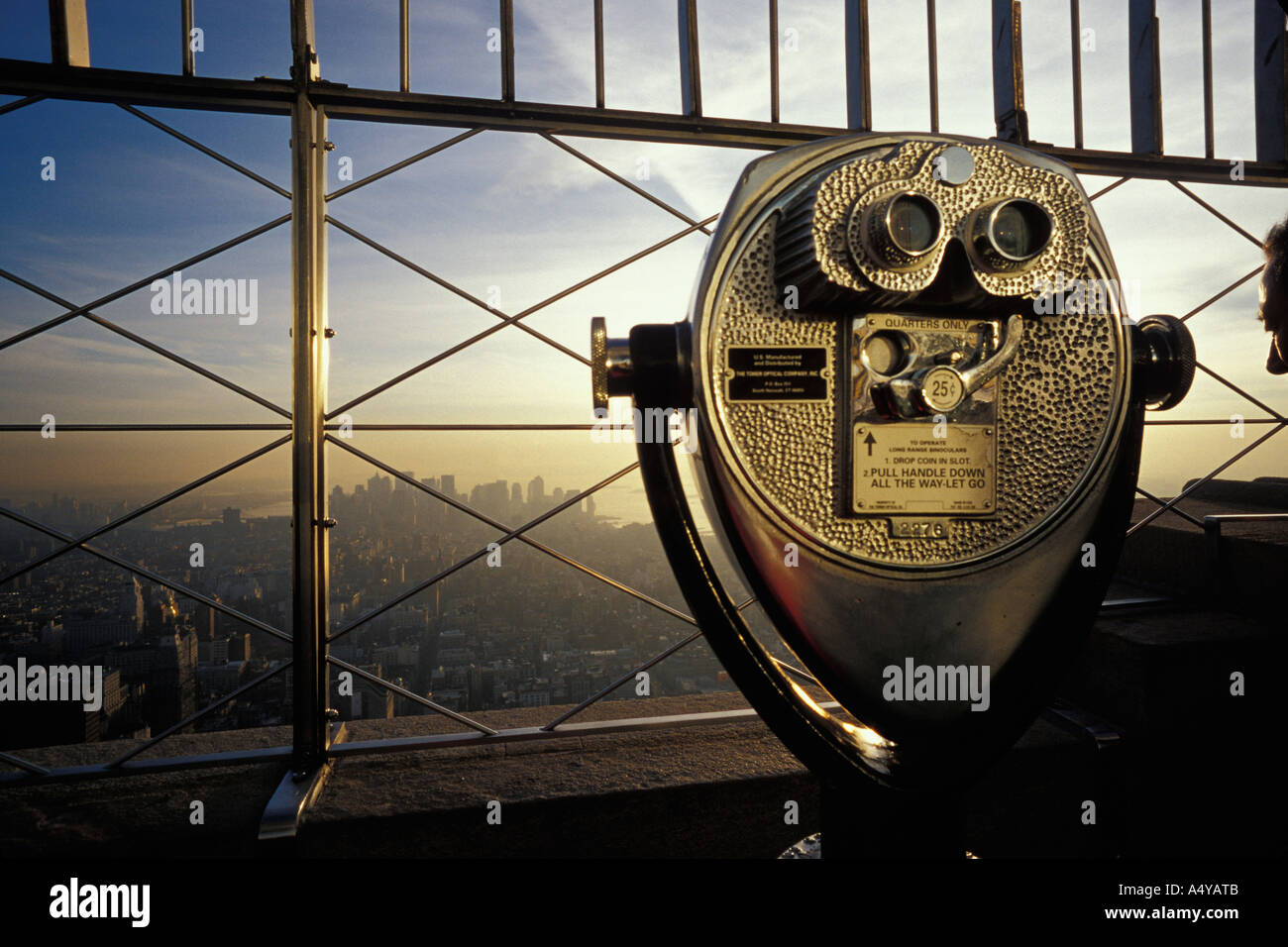 Binocular vision telescope on observation deck of Empire State Stock
