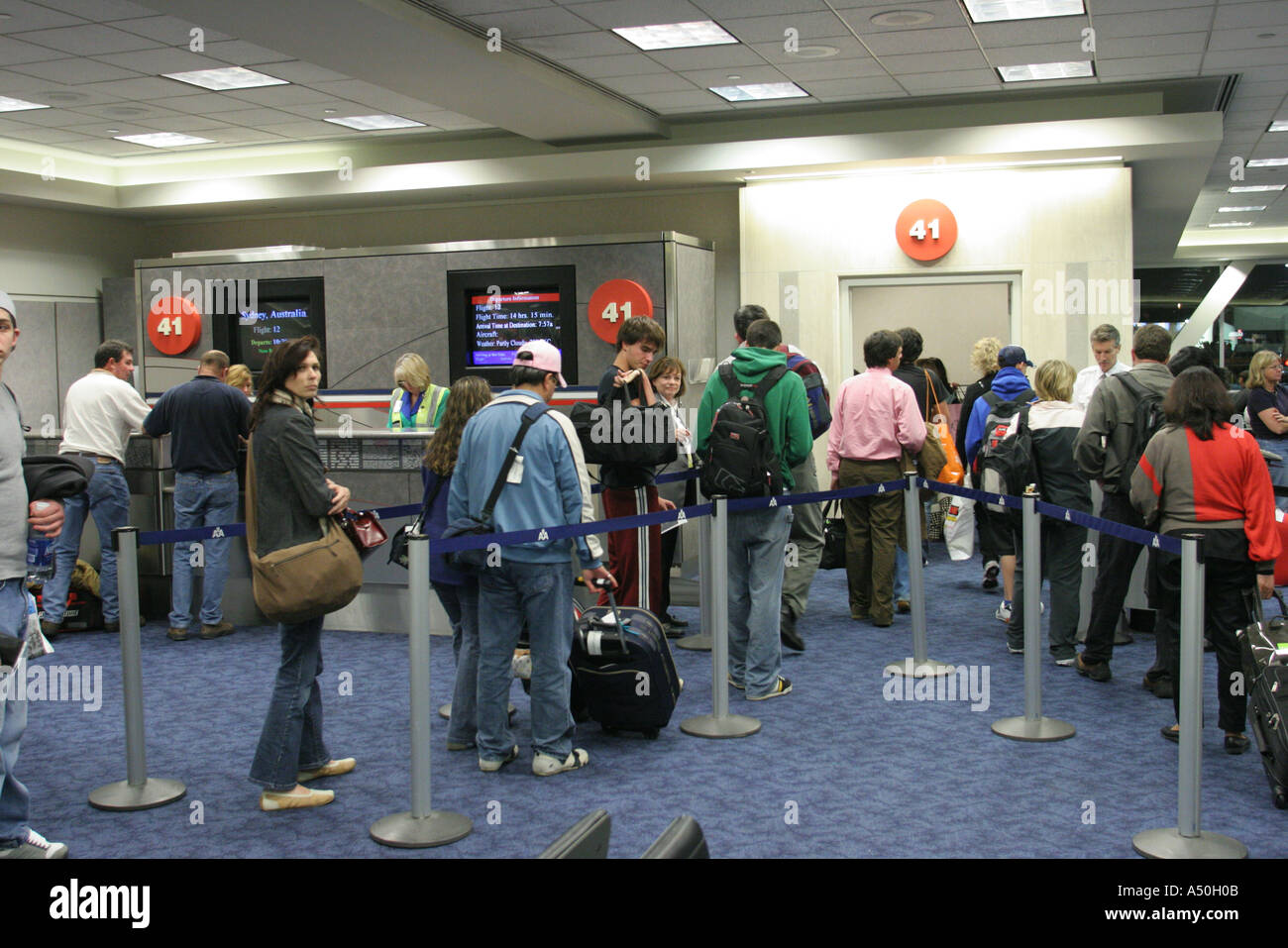 Los Angeles California Airport LAX gate 41 passengers boarding flight