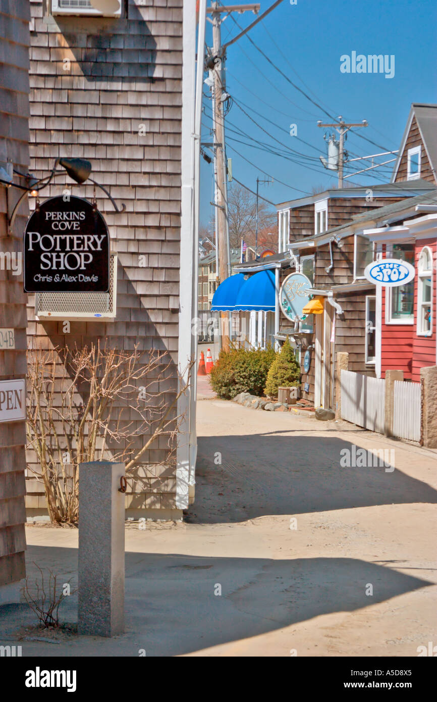Shops On Perkins Cove, Ogunquit, Maine Stock Photo, Royalty Free Image