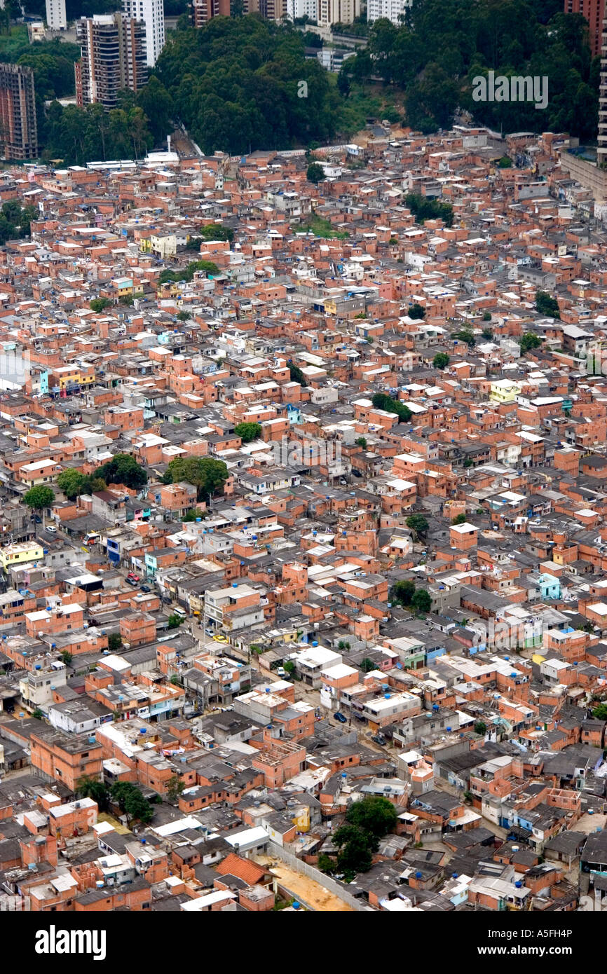 Aerial View Of Crowded Favela Housing In Sao Paulo Brazil Stock Photo, Royalty Free Image