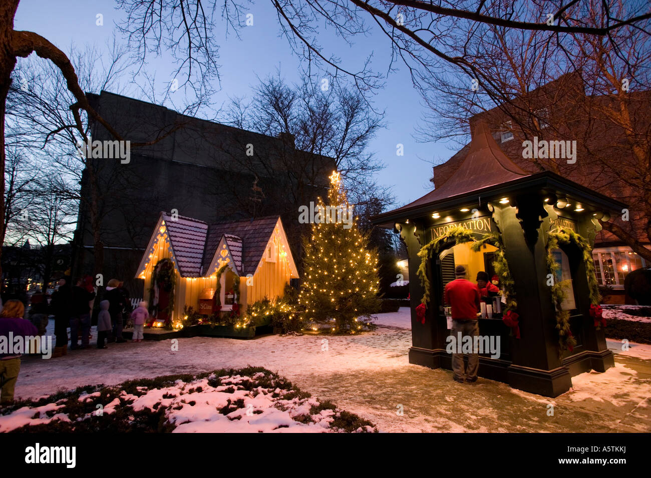 Candlelight stroll Christmas time Cooperstown New York Main Street