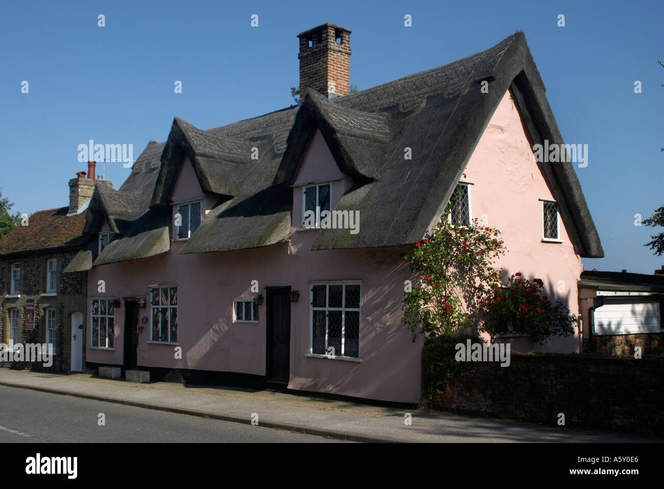 Thatched Cottage at Lavenham Suffolk England Stock Photo, Royalty Free