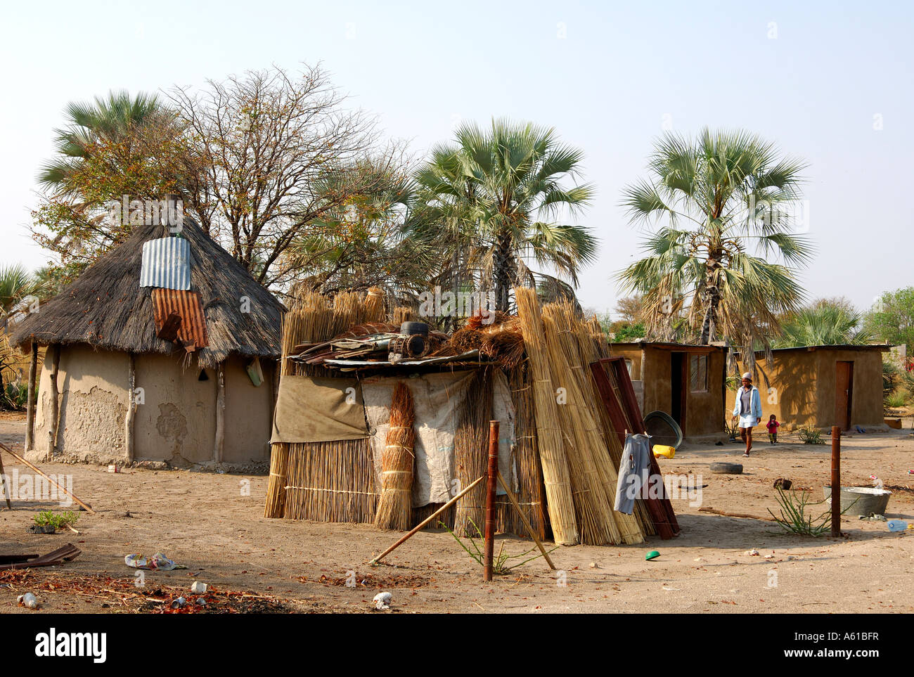 Typical African homestead, Maun, Botswana Stock Photo, Royalty Free