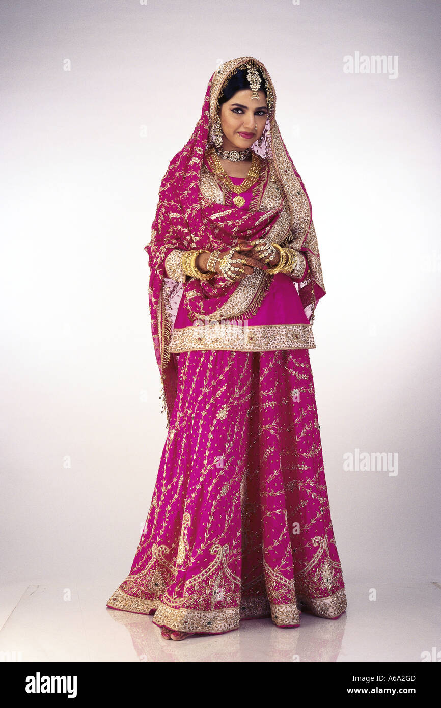 Indian Muslim Bride Dressed In Bridal Wedding Marriage