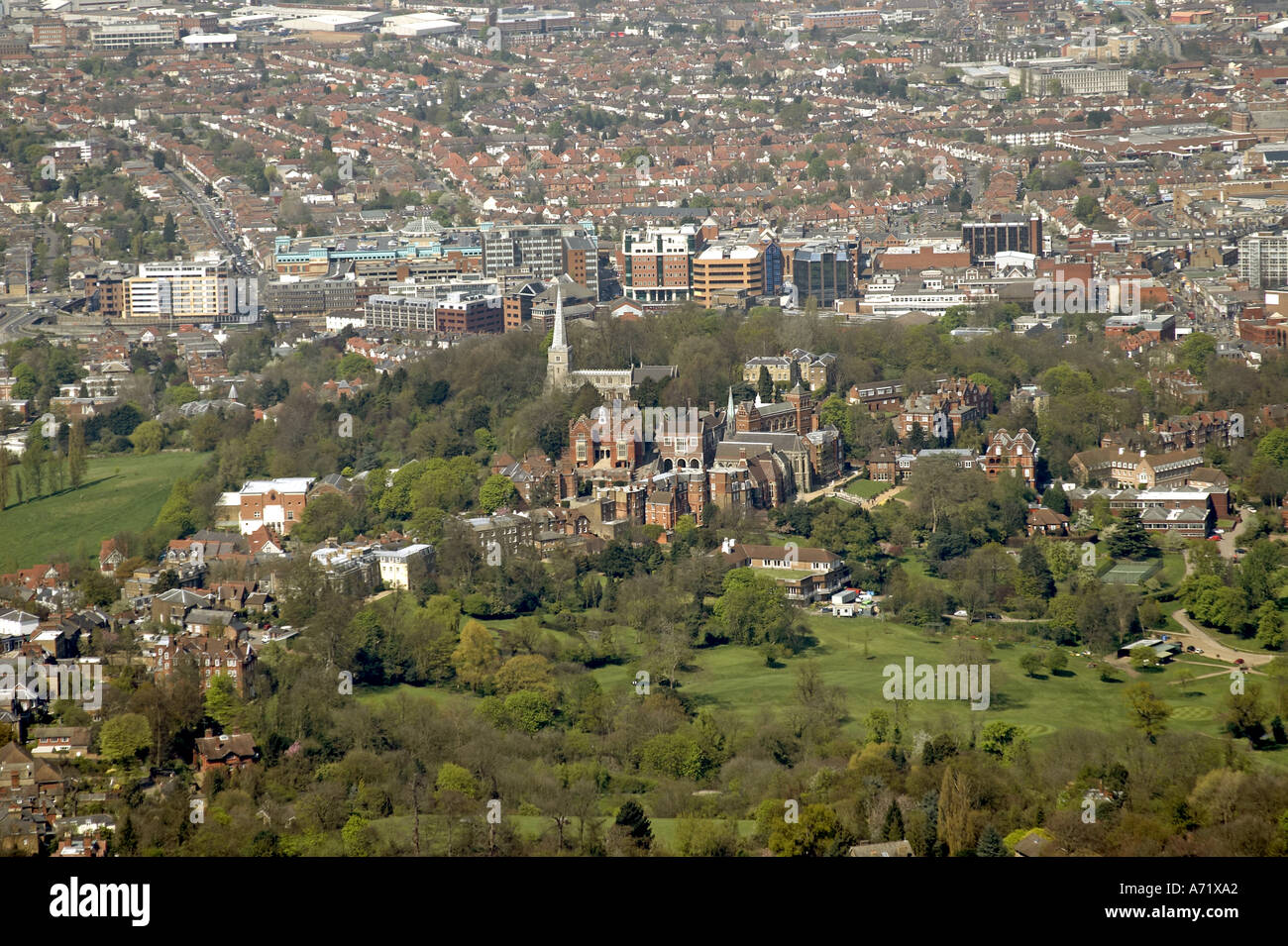 Aerial High Level Oblique View North Of Harrow On The Hill And Harrow
