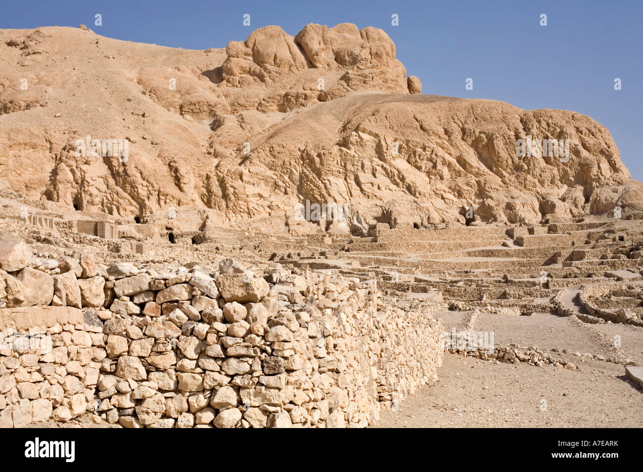 Remains Of The Ancient Egyptian Village Of Deir Al Medina In The Valley