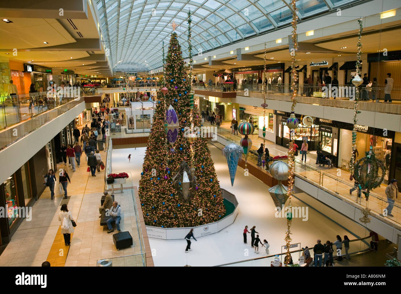 USA, TEXAS, Houston: Houston Galleria Mall Christmas Tree / Ice Stock Photo, Royalty Free Image ...