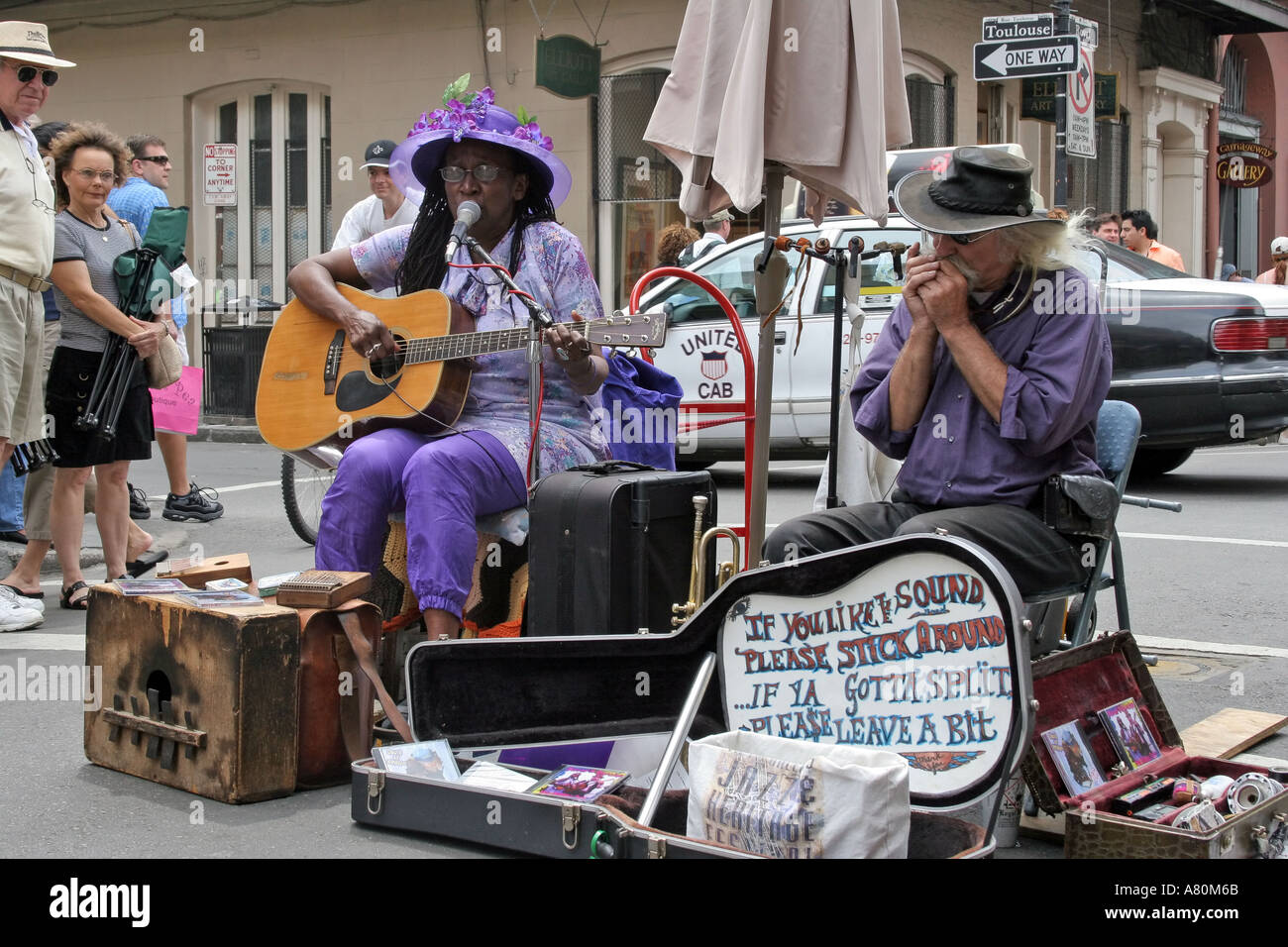 Street musicians perform in the French Quarter Festival New Orleans