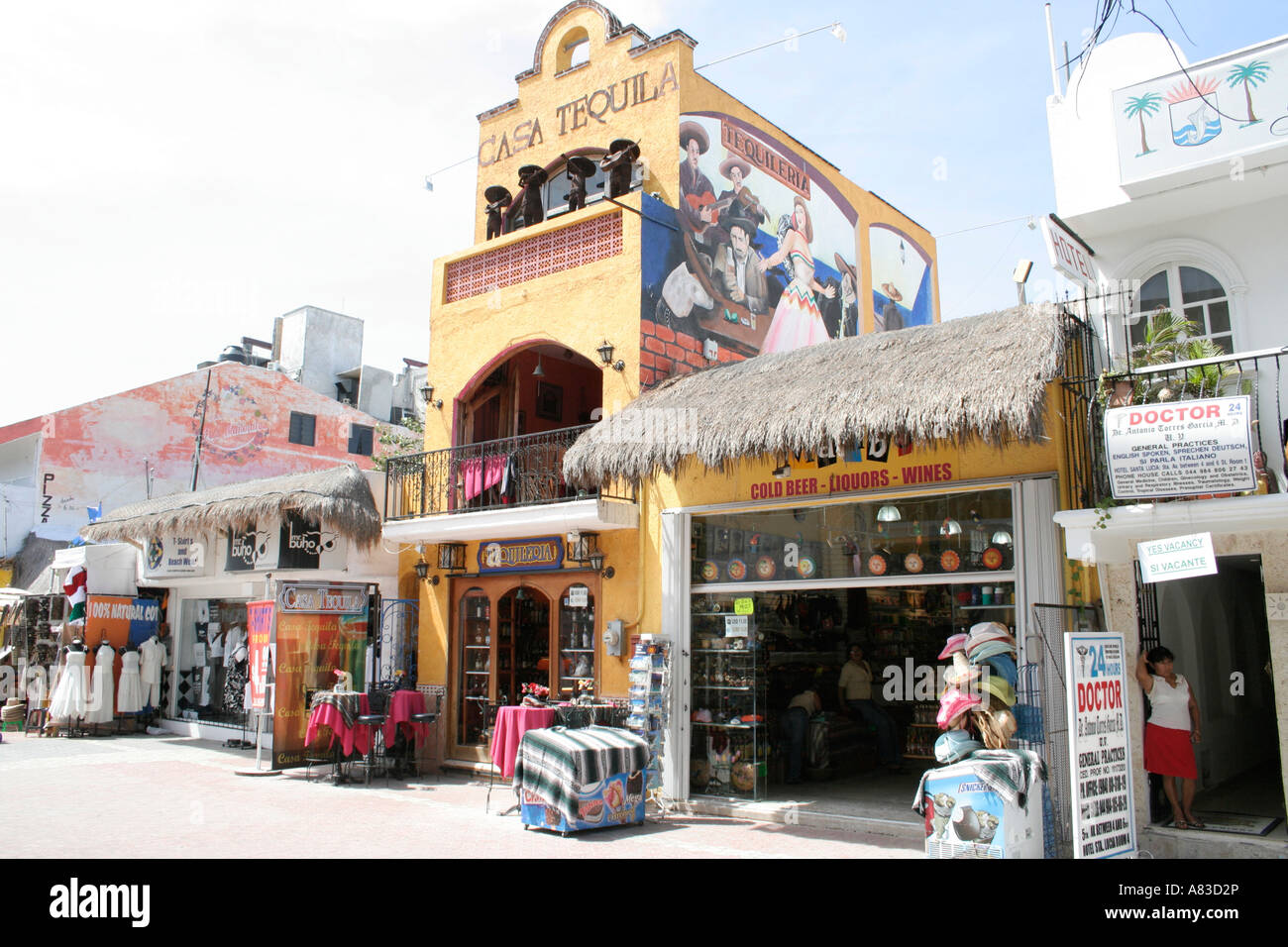 Stores on a street Playa del Carmen Quintana Roo Mexico Stock Photo