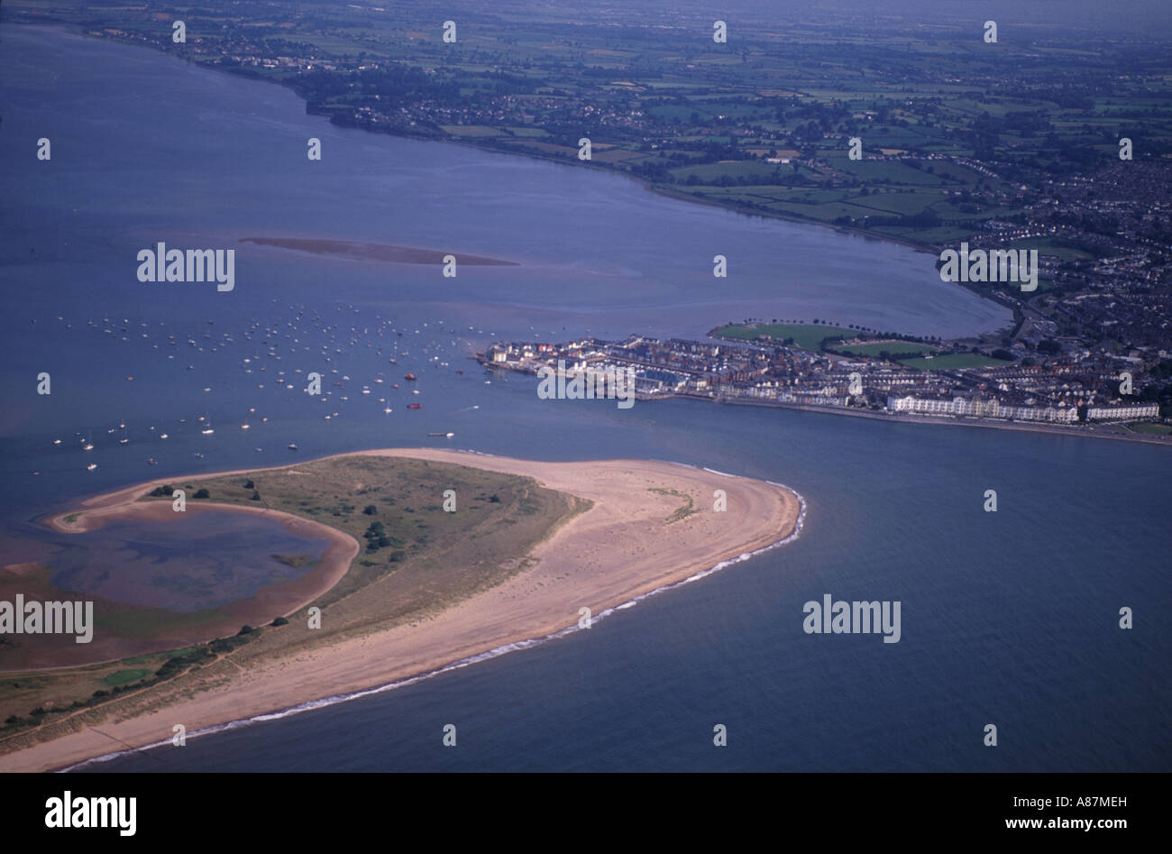 Exmouth and Dawlish Warren Devon Aerial View Stock Photo, Royalty Free