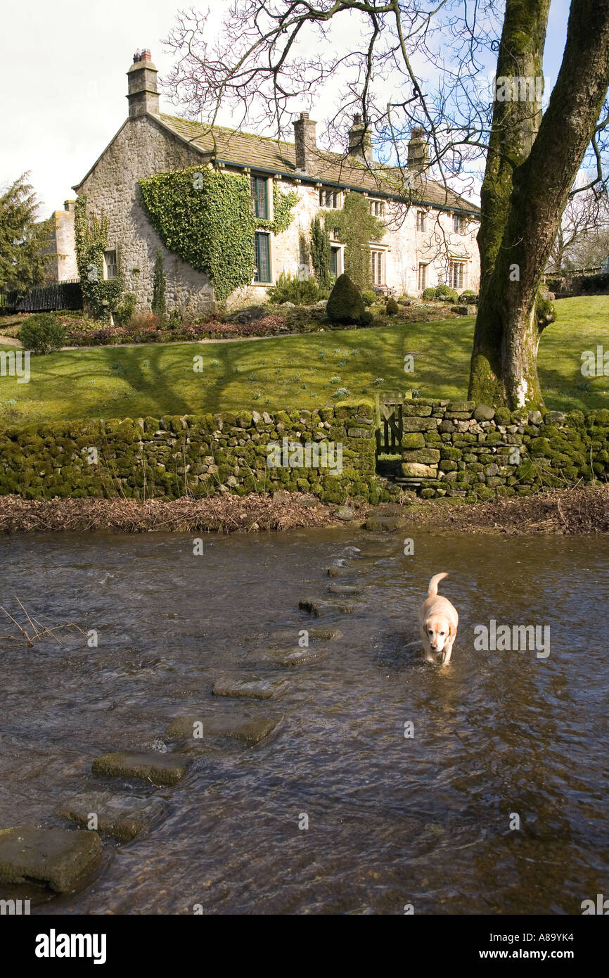 UK Yorkshire Wharfedale Linton village cottage at Linton Beck Stock