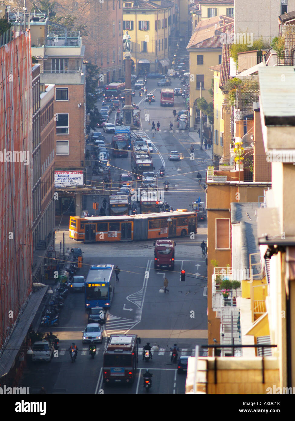 Busy early morning Traffic Via Guglielmo Marconi Bologna Emilia Stock Photo, Royalty Free Image
