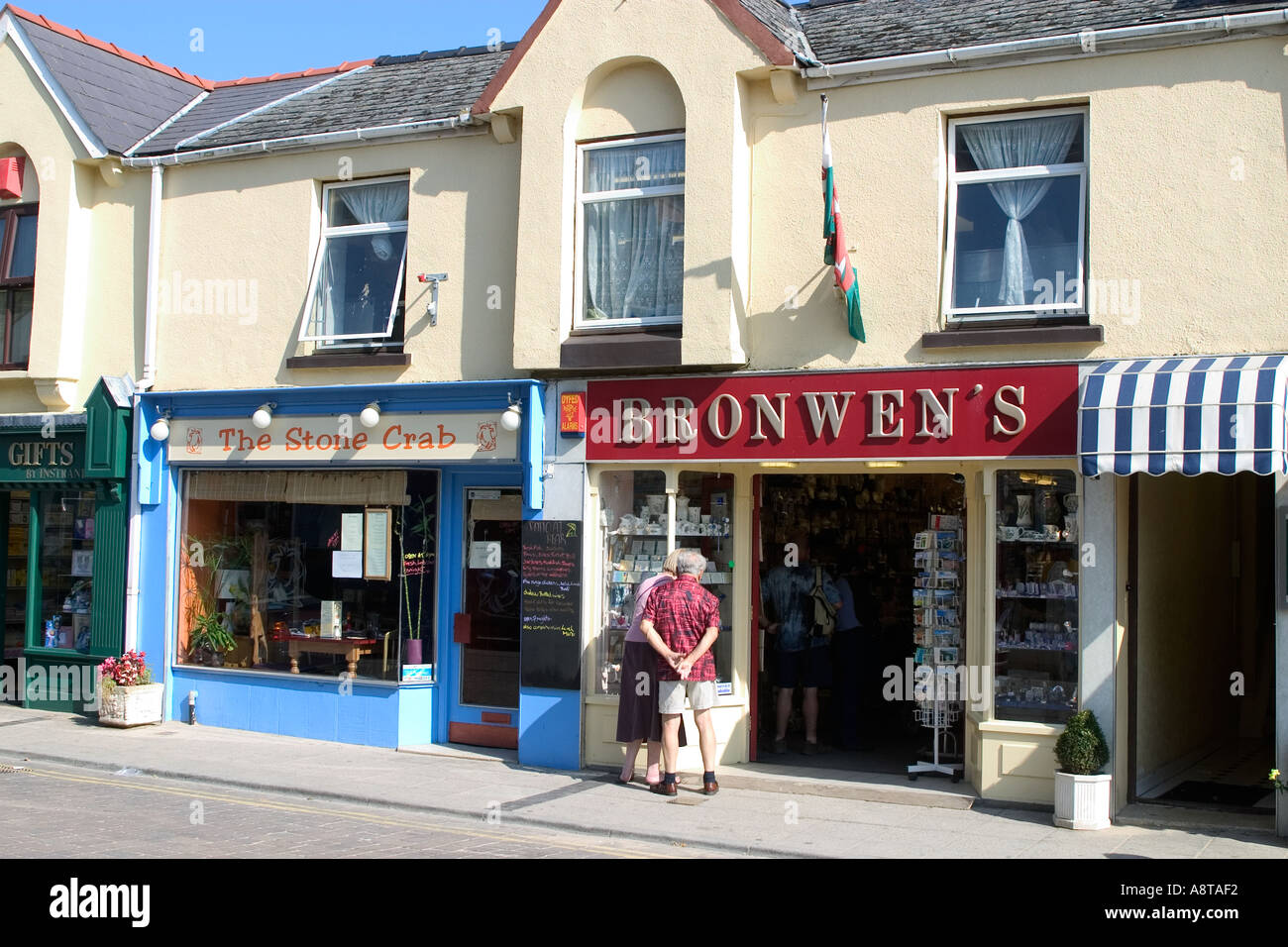 Shops Saundersfoot Pembrokeshire Wales UK Stock Photo, Royalty Free