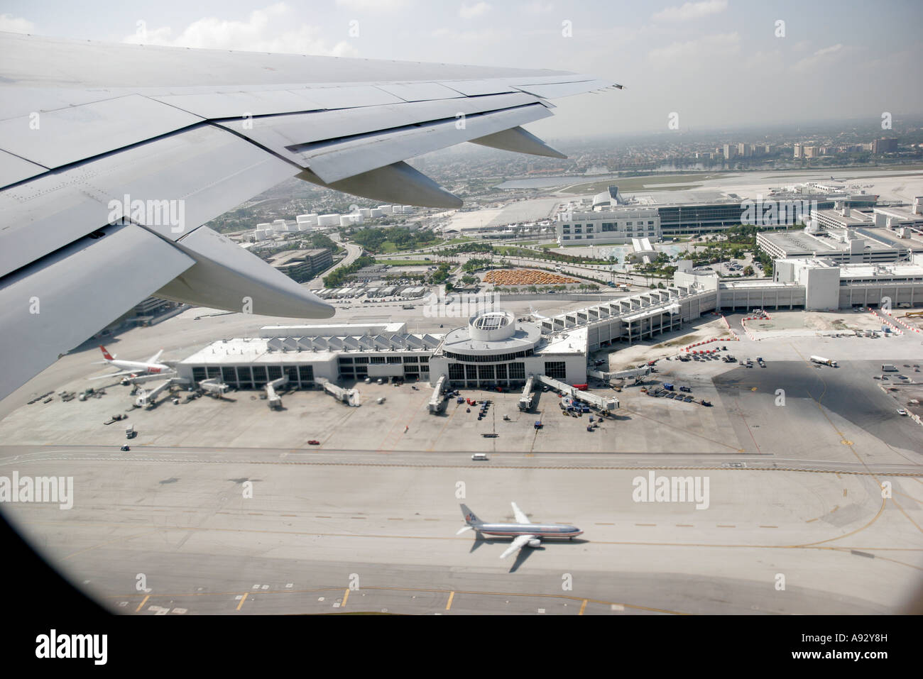 Miami Florida Airport onboard departing Delta Airlines flight aerial