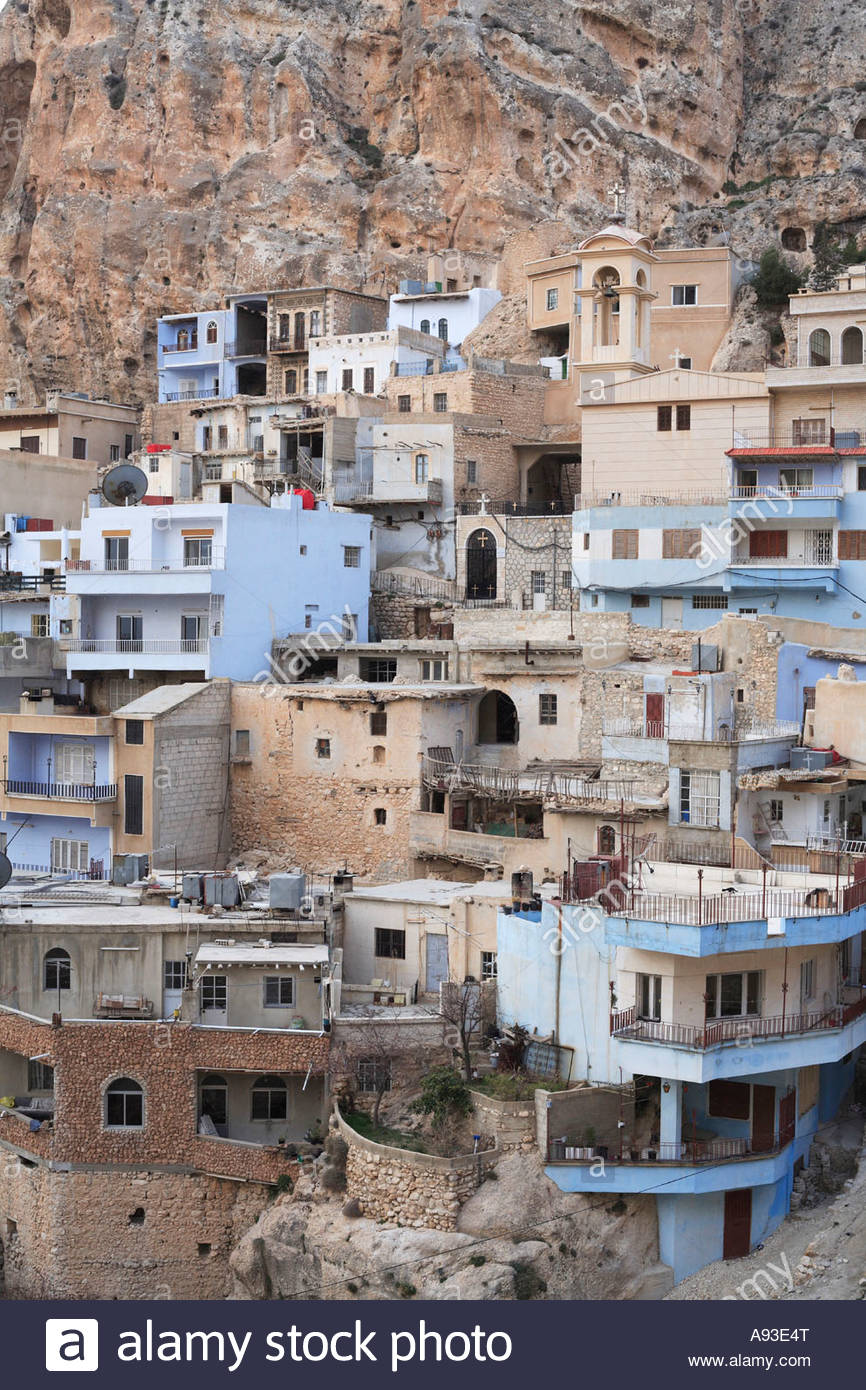 Asia Christian Damascus house Houses housing Maaloula Maalula Mar Stock