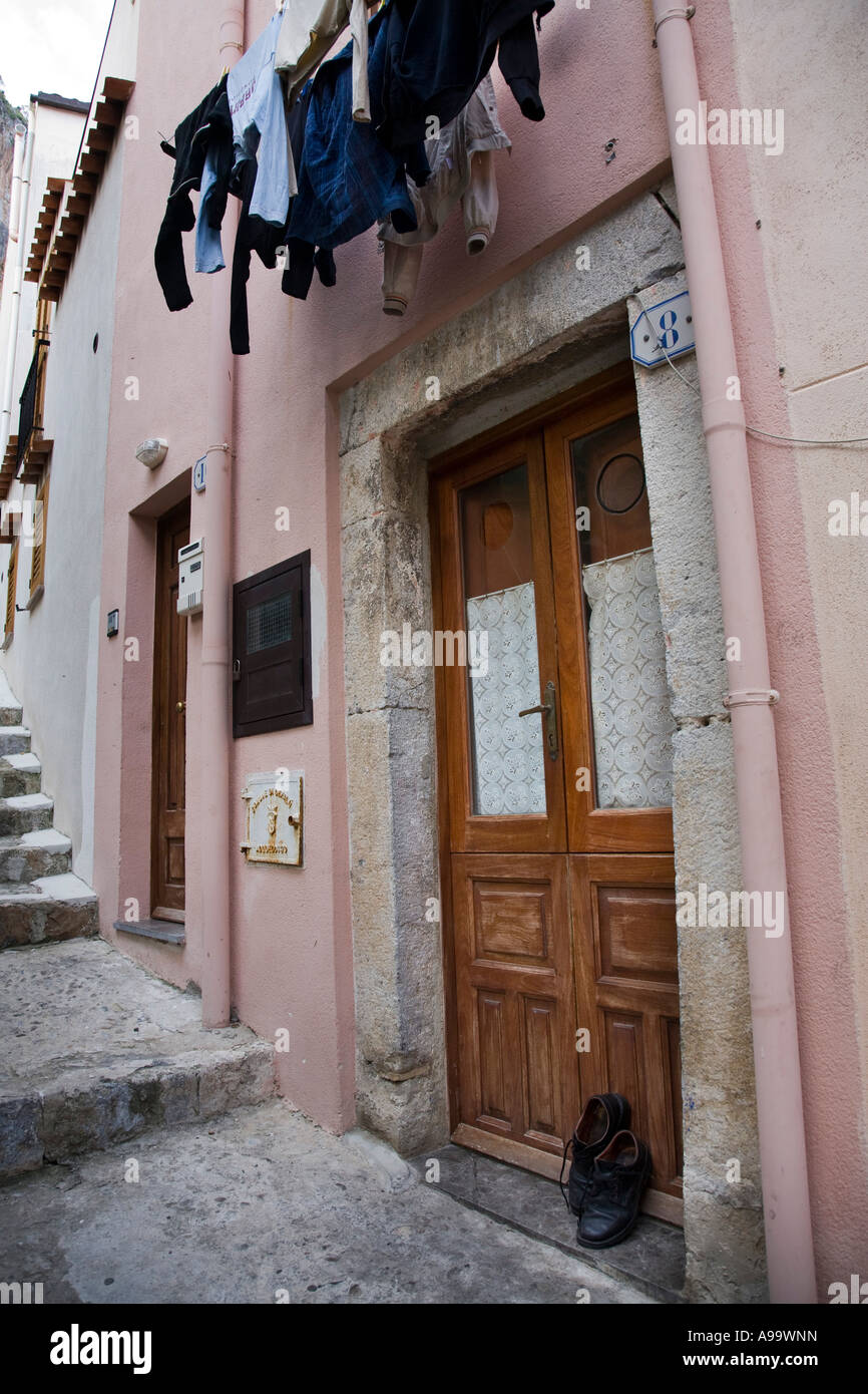 Pair Of Men S Shoes Left Outside Apartment Entrance On Door Step Stock