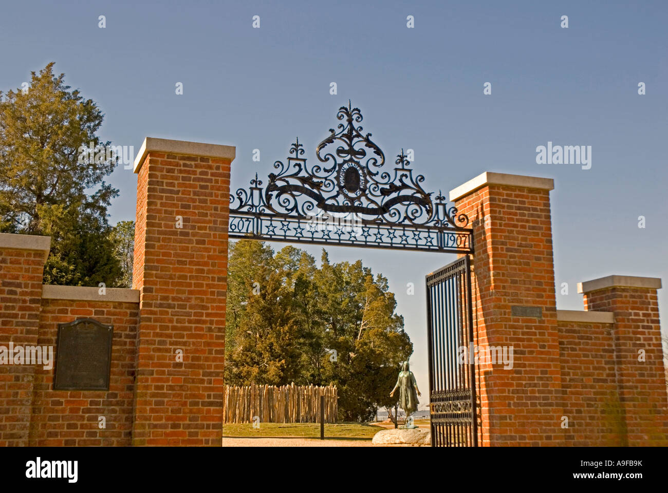 Virginia Historic Jamestowne Jamestown landing original site gate Stock