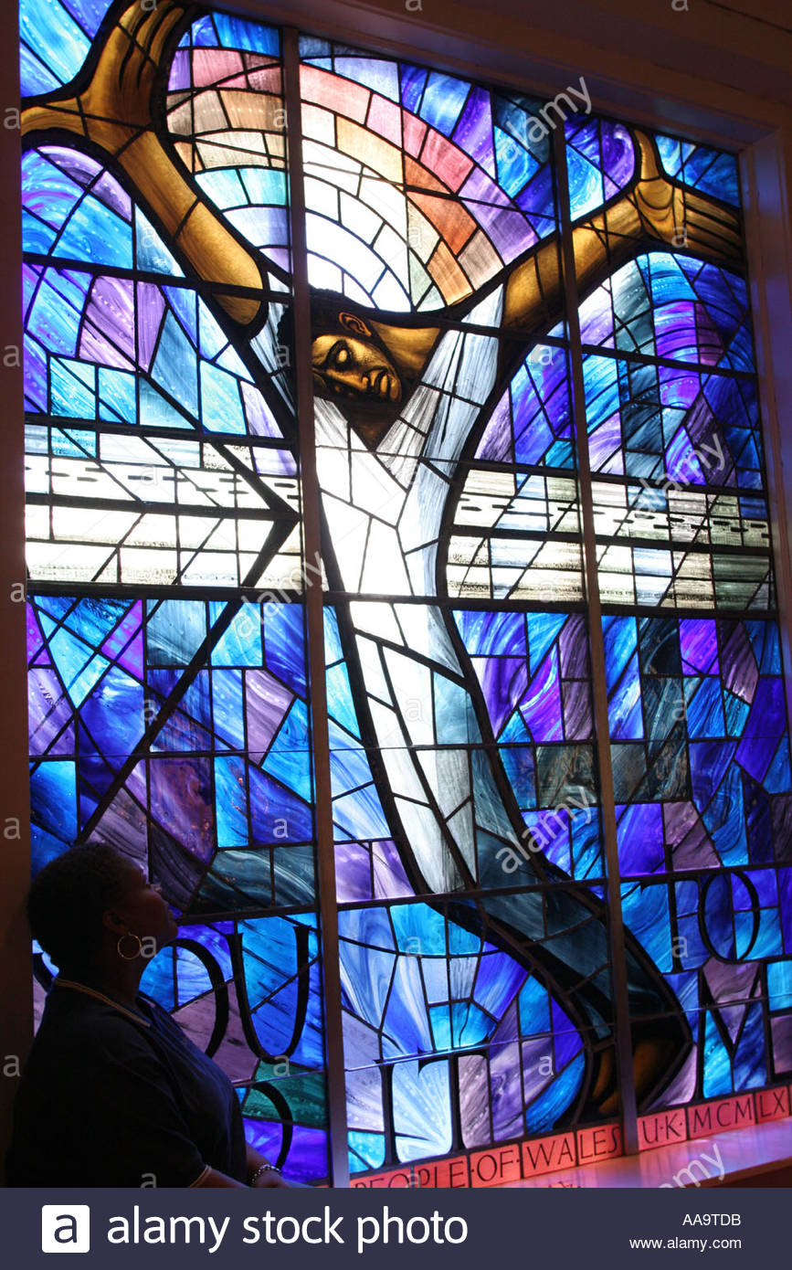 Birmingham Alabama 16th Street Baptist Church stained glass Black Stock