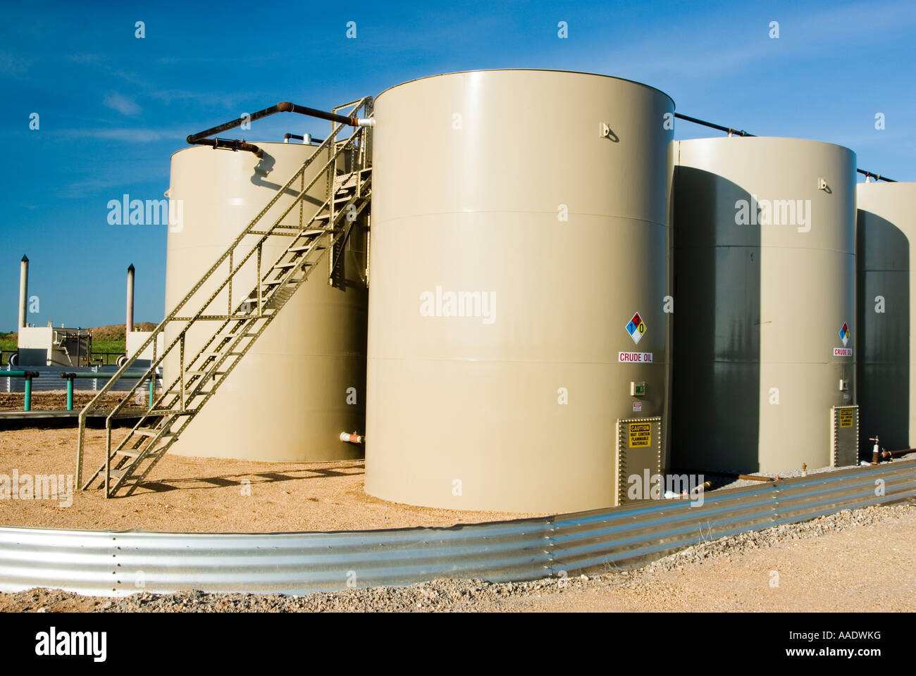 crude oil storage tanks Texas panhandle Stock Photo, Royalty Free Image
