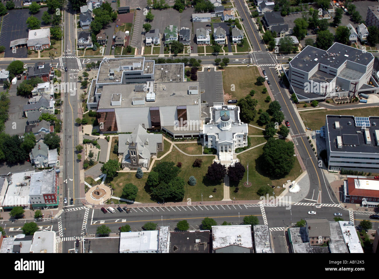 Aerial View Of Historic Somerset Courthouse, Somerville, Nj Usa Stock