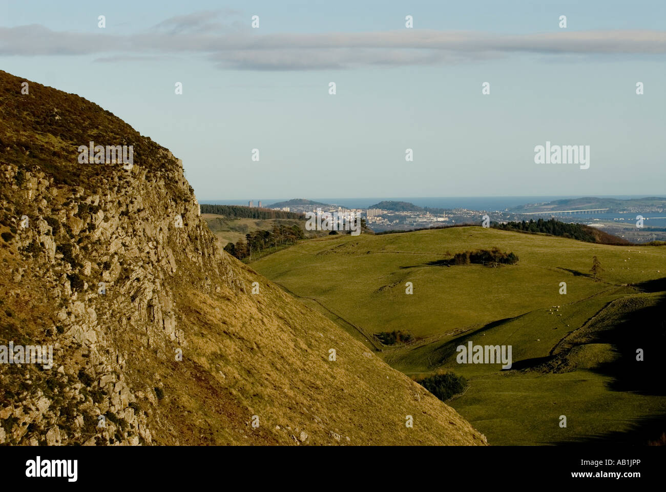 Dundee City From Sidlaw Hills Scotland Stock Photo, Royalty Free Image