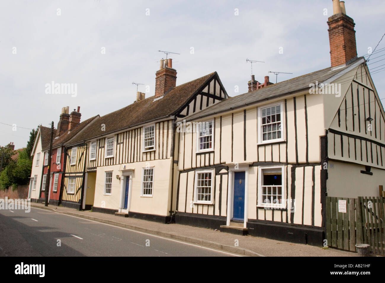 Half timbered houses in the Village of Coggeshall Essex UK Stock Photo