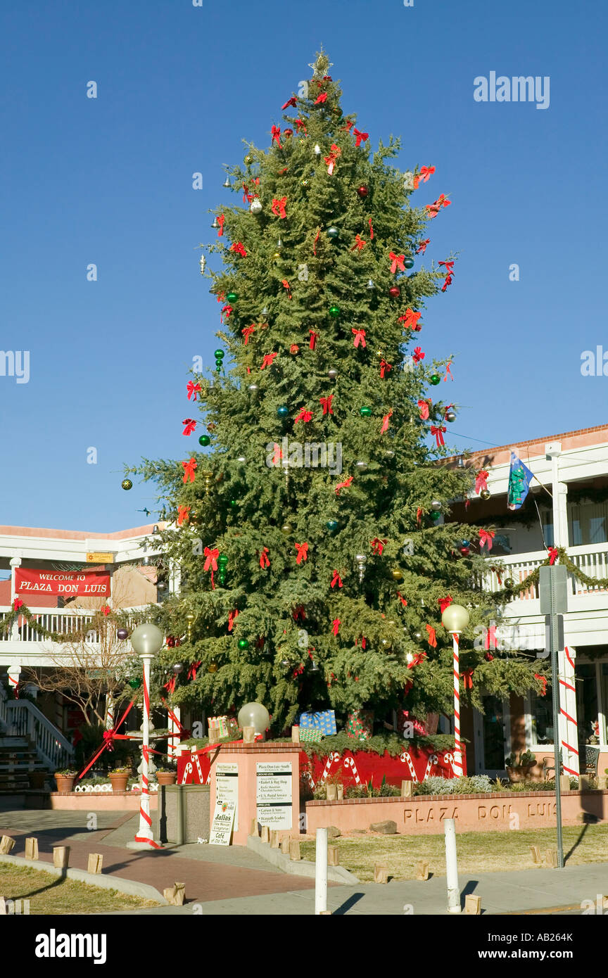 Christmas tree in historic Old Town of Albuquerque New Mexico Stock