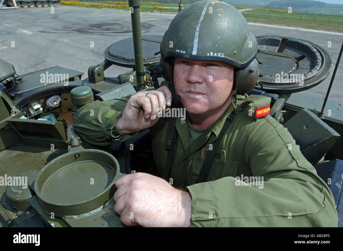 Tank driver at "The Armour Centre" at Bovington in Dorset Britain UK