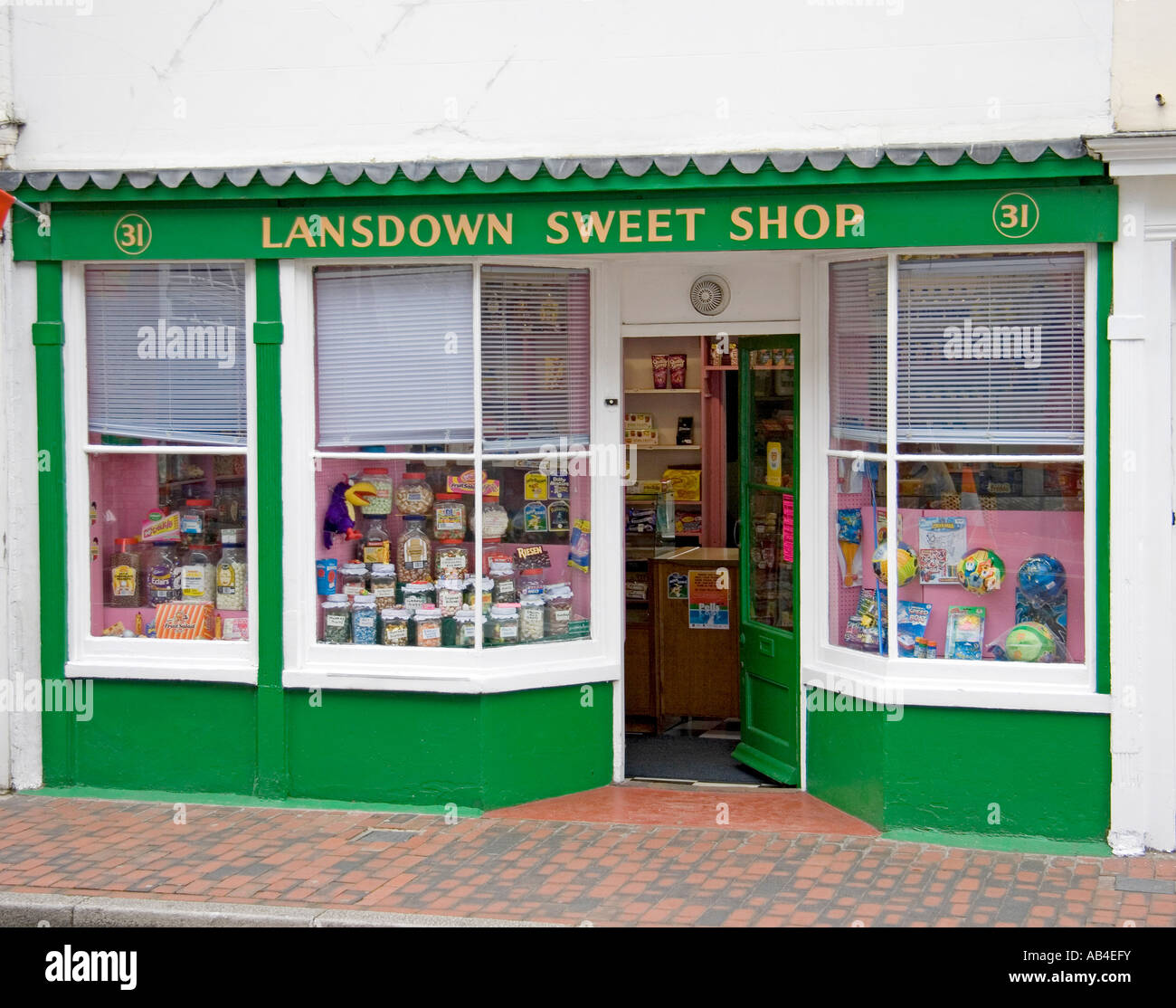 Shop front of a traditional sweet shop in Lewes Stock Photo, Royalty