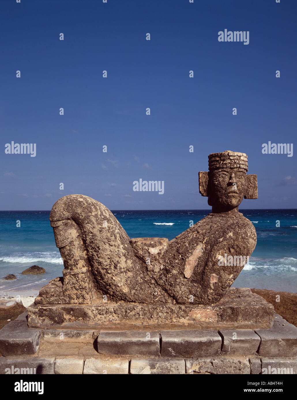 Mexico, Cancun, Chac Mool Statue Stock Photo, Royalty Free Image