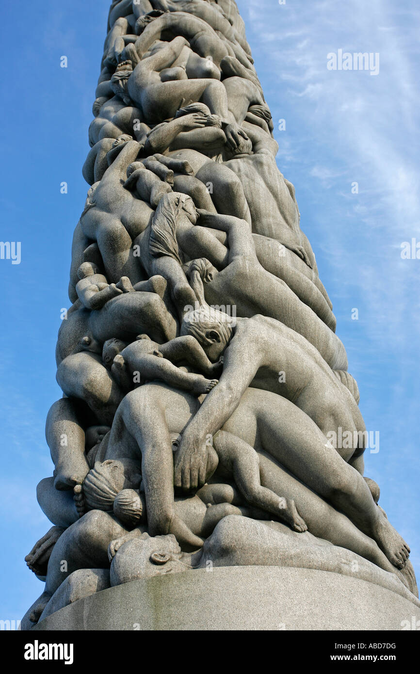 Monolith Vigelandsparken Oslo Norway Europe Stock Photo, Royalty Free