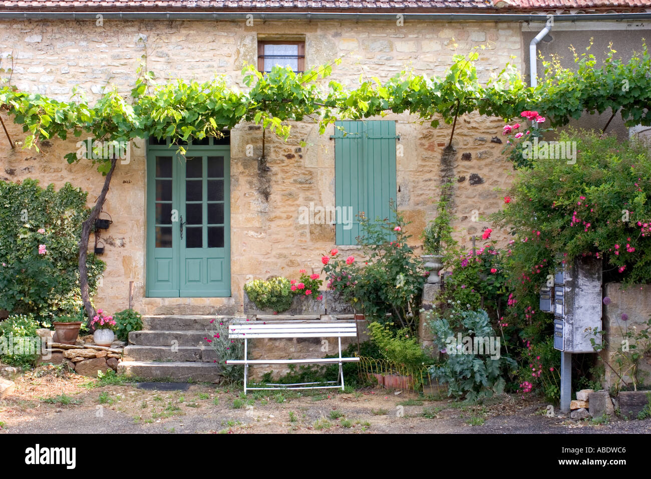 Traditional French courtyard scene Stock Photo, Royalty Free Image
