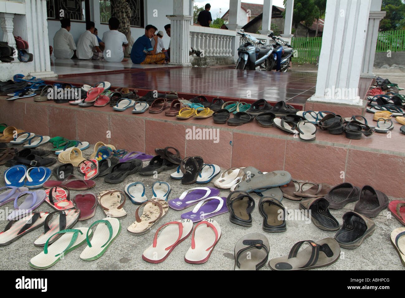 Shoes in front of a muslim mosque in Manado Stock Photo 12899631 Alamy