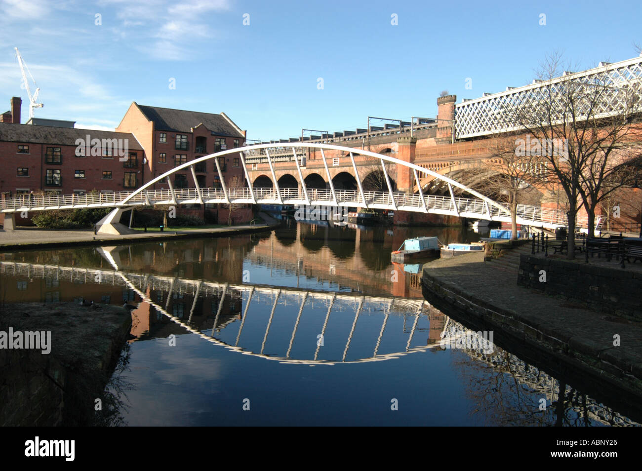 Merchants Bridge Castlefield Manchester UK Stock Photo, Royalty Free