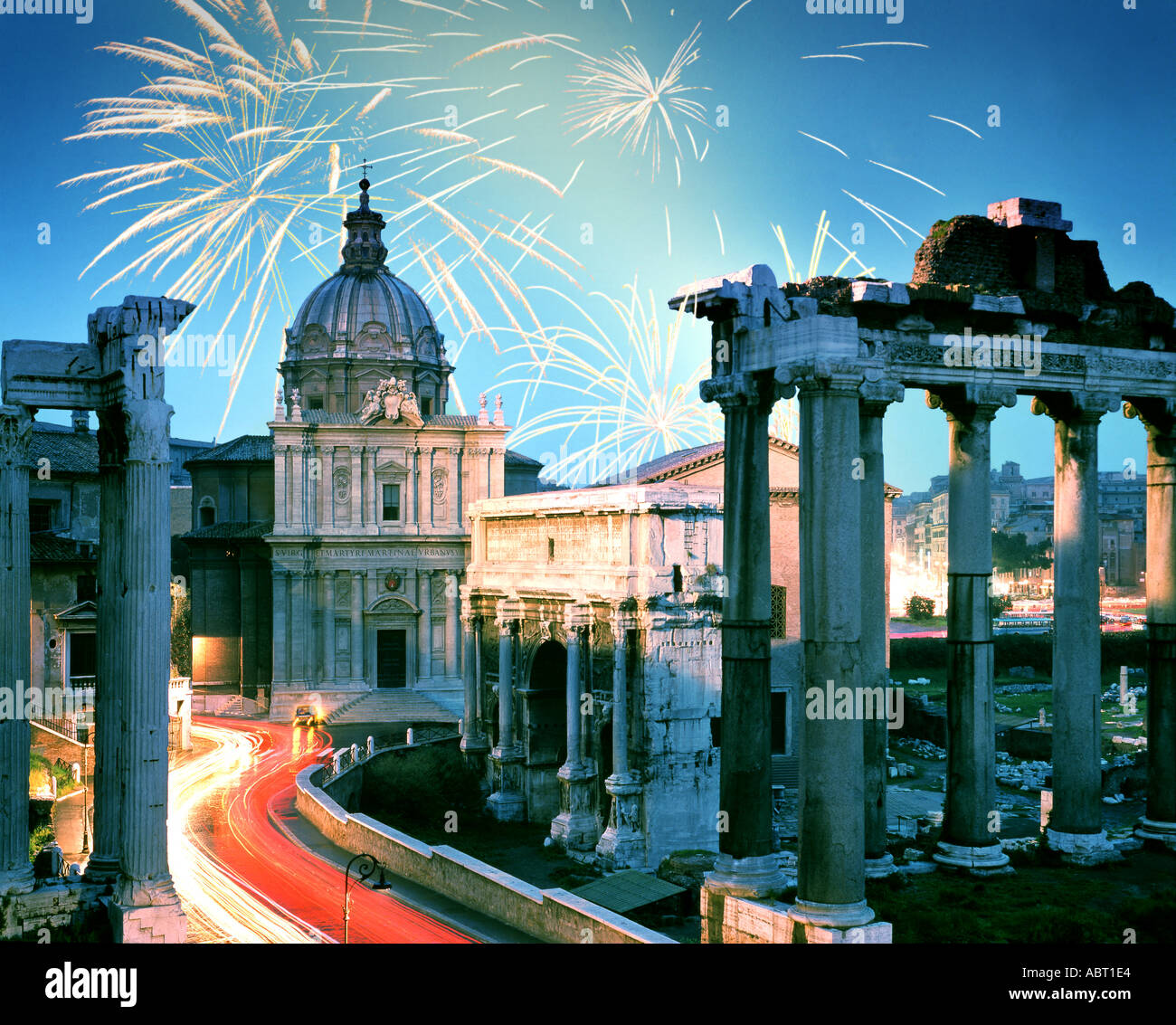 IT - ROME: Forum Romanum at night Stock Photo, Royalty Free Image