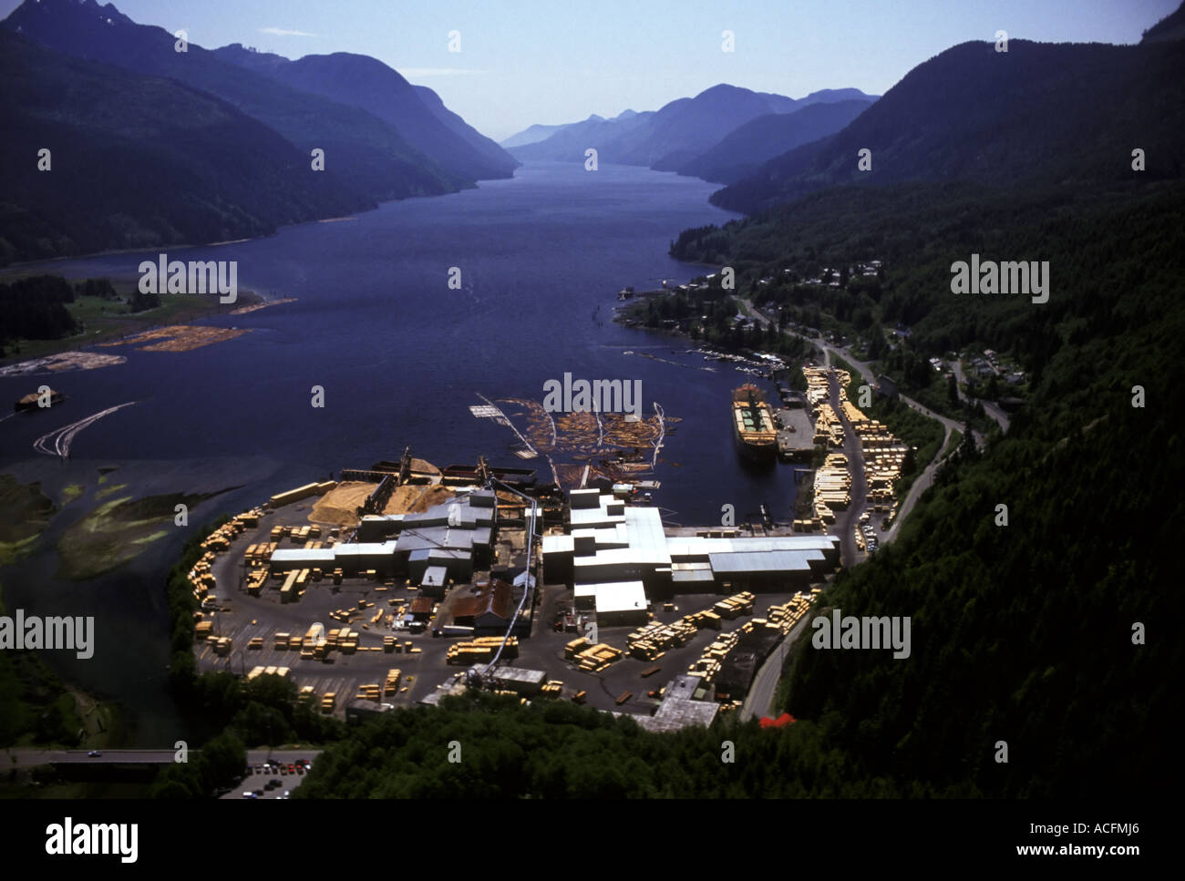 Aerial of Sawmill, Tahsis, BC, Canada Stock Photo 7510565 Alamy