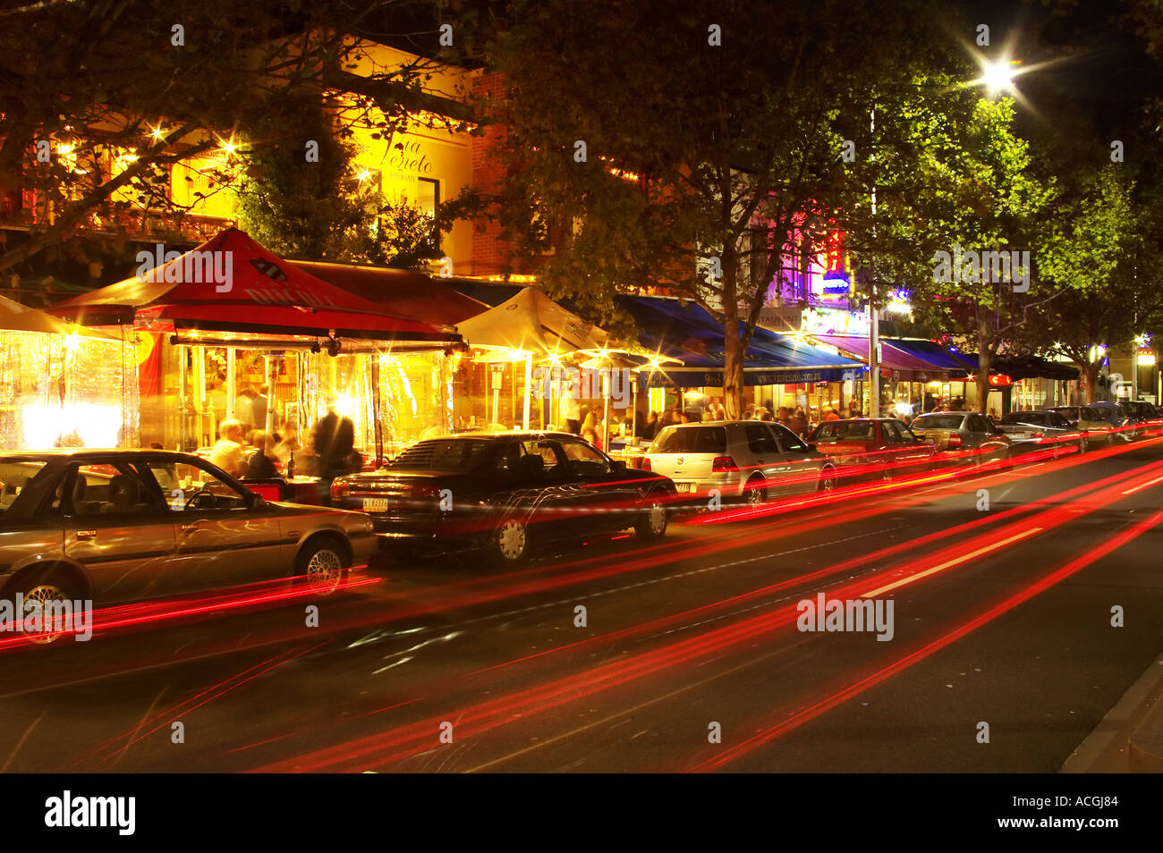 Restaurants Lygon Street Melbourne Victoria Australia Stock Photo