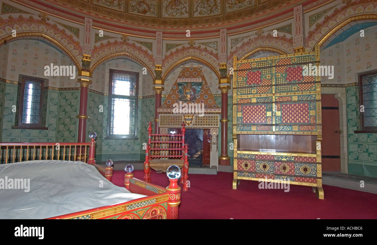 a bedroom inside castell coch, (the red castle), tongwynlais,south a bedroom inside castell coch, (the red castle), tongwynlais,south