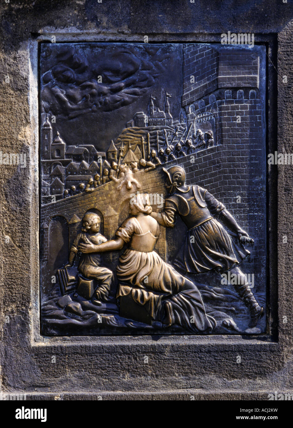 John Of Nepomuk Statue Touched By People For Good Luck In Prague Czech