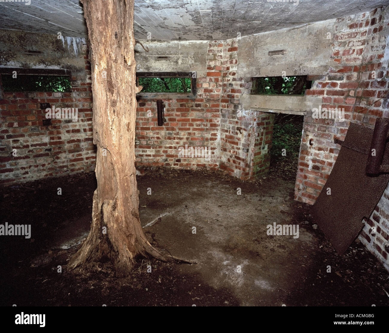 Inside of a world war two Pillbox, RAF Biggin Hill, Kent, England Stock