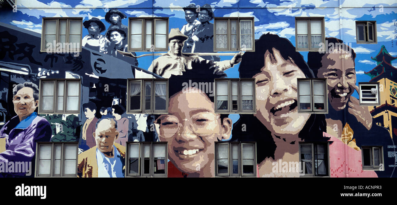 Chinese Mural, Chinatown, San Francisco, California Stock Photo