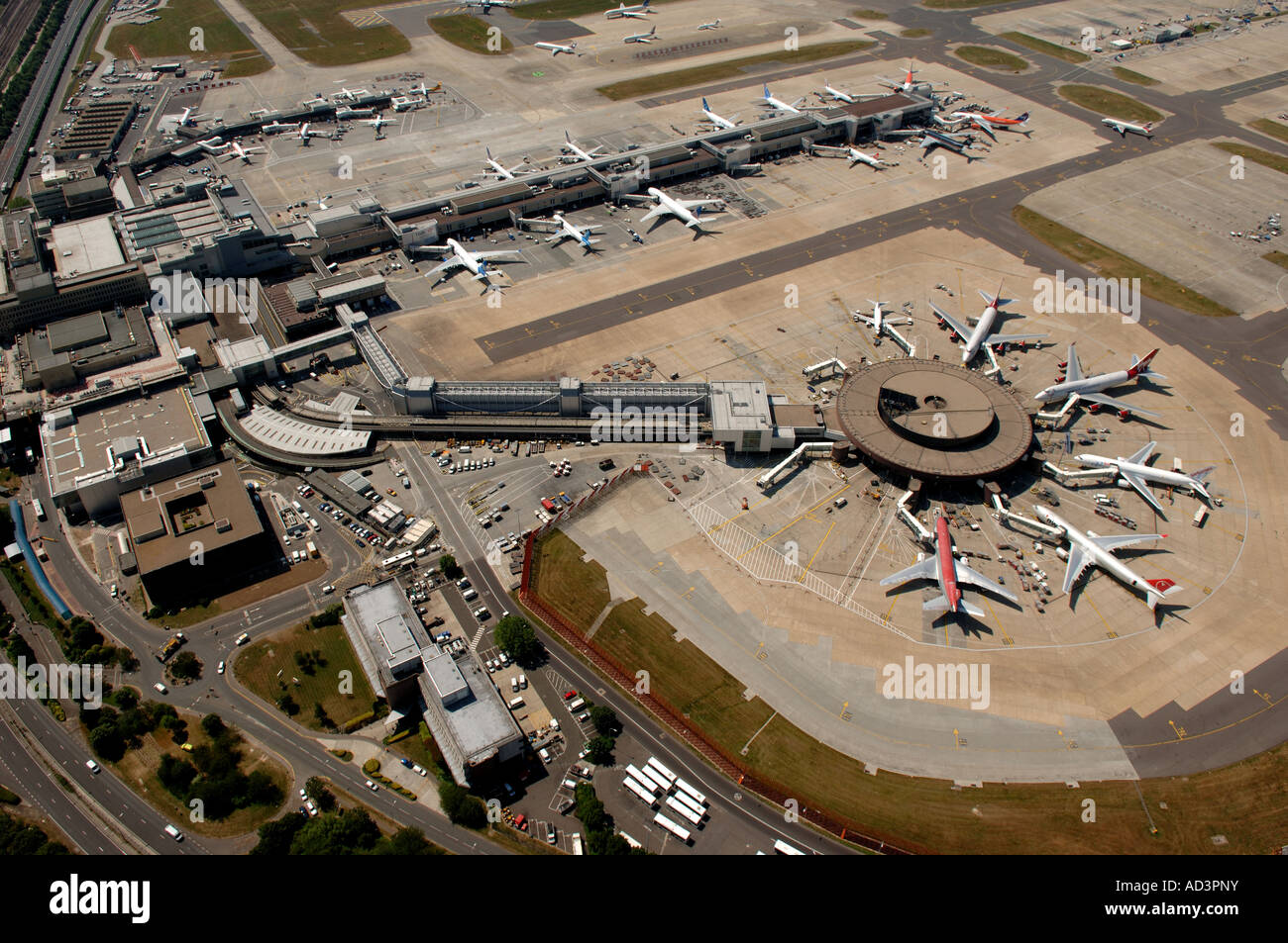 London Gatwick Airport aerial view showing the south terminal and its