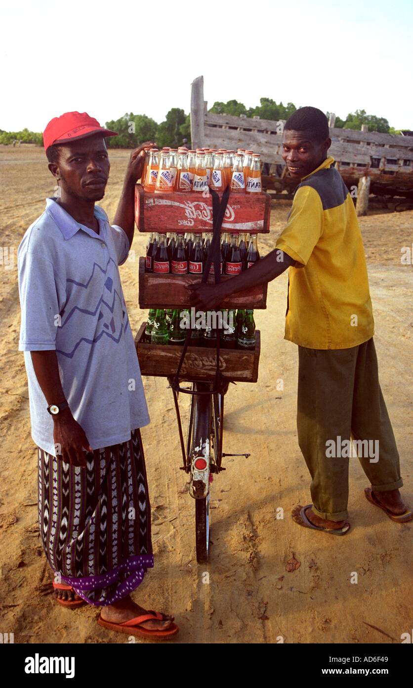 Soft drink sellers on bike Kenya Africa Stock Photo, Royalty Free Image